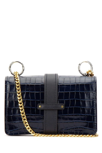 Shop Chloé Padlock Croc Effect Shoulder Bag In Blue