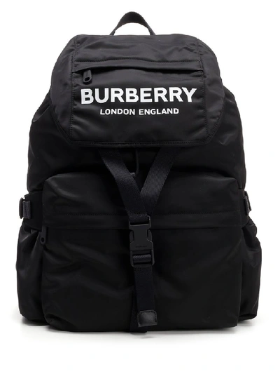 Shop Burberry Logo Print Backpack In Black