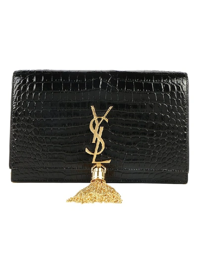 Shop Saint Laurent Kate Monogram Chain Clutch Bag In Black