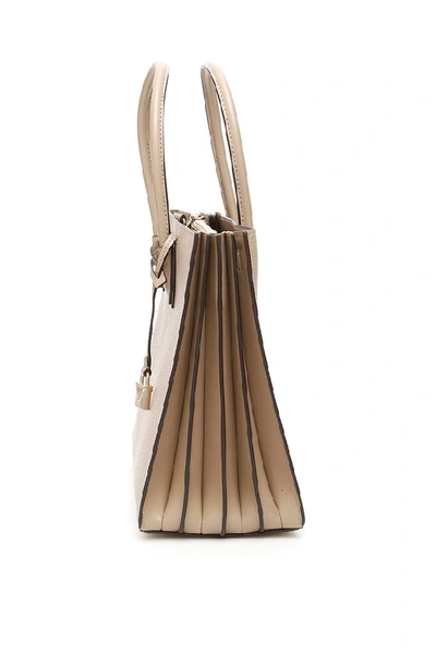 Shop Michael Michael Kors Accordion Top Handle Bag In Beige