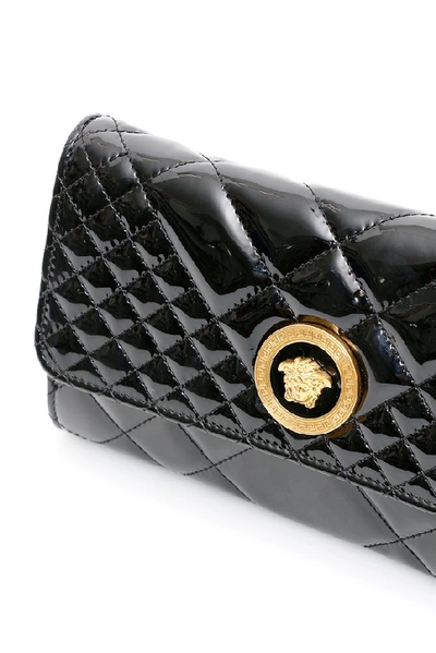 Shop Versace Medusa Quilted Clutch Bag In Black