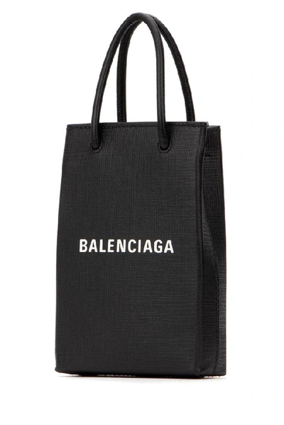 Shop Balenciaga Logo Phone Holder Tote Bag In Black