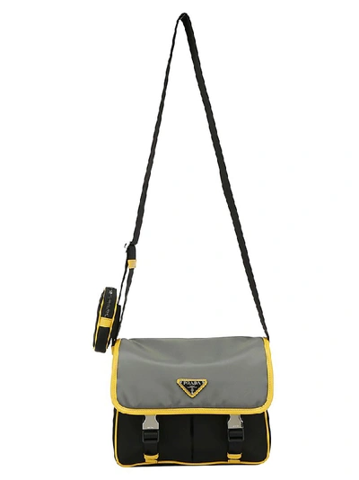 Shop Prada Logo Contrast Trimmed Messenger Bag In Multi