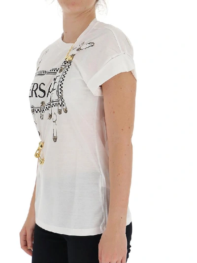 Shop Versace Safety Pin Logo Print T In White