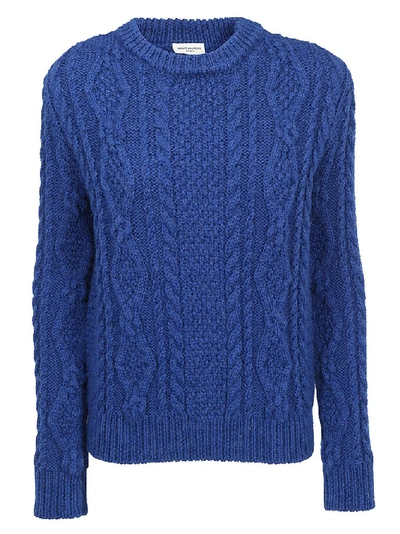 Shop Saint Laurent Cable Knit Sweater In Blue