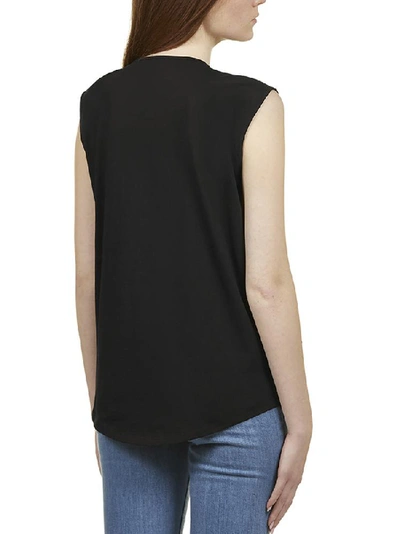 Shop Balmain Buttoned Shoulder Sleeveless Top In Black