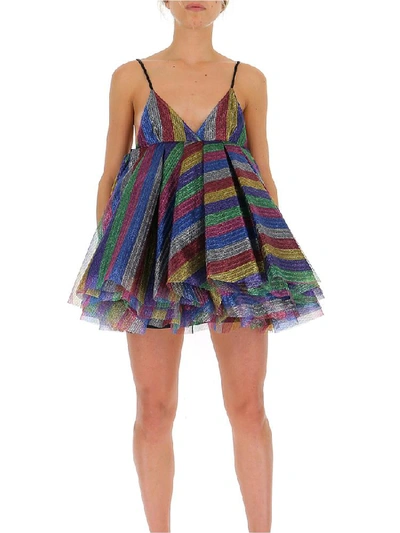 Shop Attico Striped Glitter Dress In Multi