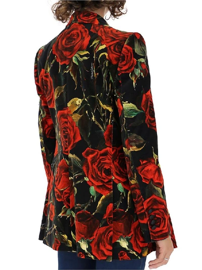 Shop Dolce & Gabbana Rose Print Blazer In Red