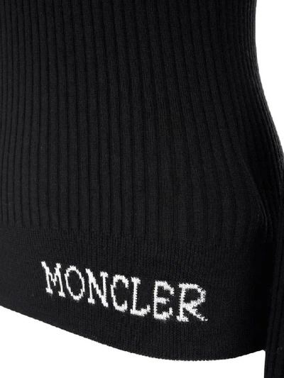 Shop Moncler Turtleneck Logo Sweater In Black