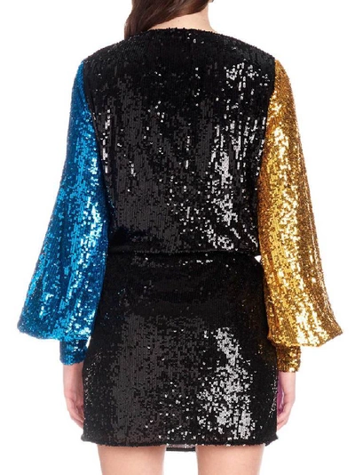 Shop Attico Contrasting Sequin Wrap Dress In Multi