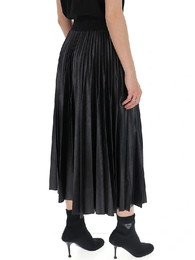 Shop Givenchy Pleated Midi Waistband Skirt In Black