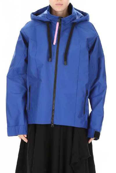 Shop Jw Anderson Hooded Windbreaker Jacket In Blue