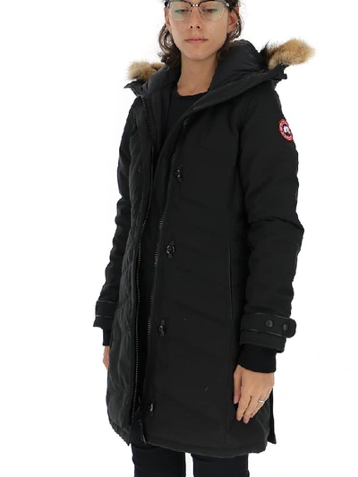 Shop Canada Goose Lorette Fur Trimmed Hooded Parka In Black