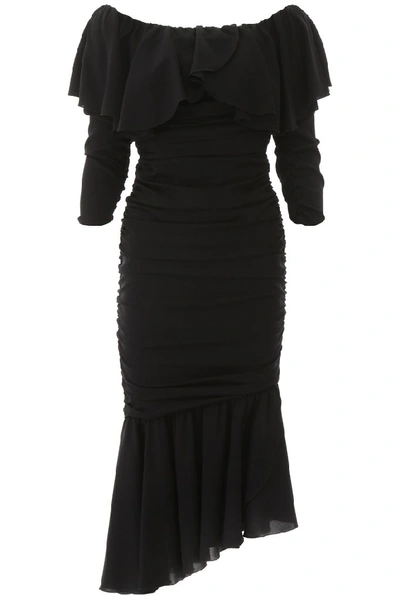 Shop Dolce & Gabbana Charmeuse Midi Dress In Black