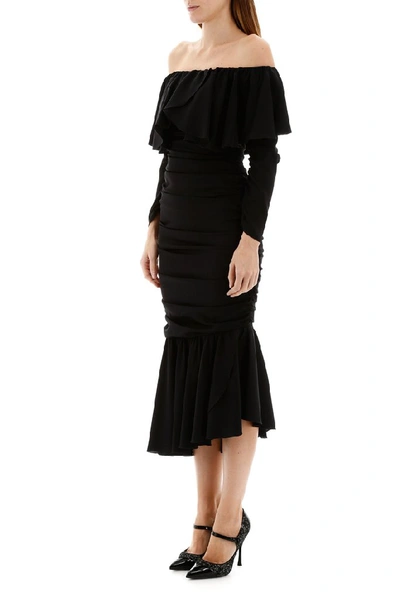 Shop Dolce & Gabbana Charmeuse Midi Dress In Black