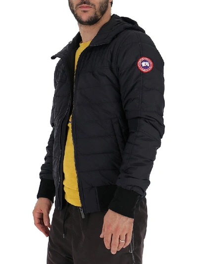 Shop Canada Goose Logo Patch Hooded Down Jacket In Black
