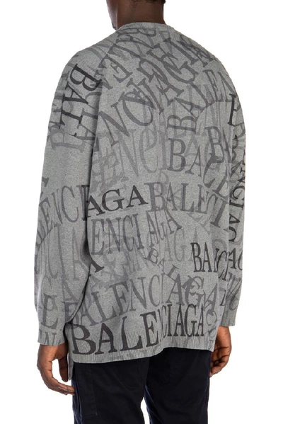 Balenciaga Men's Oversized Logo Typographic Sweater In Grey | ModeSens