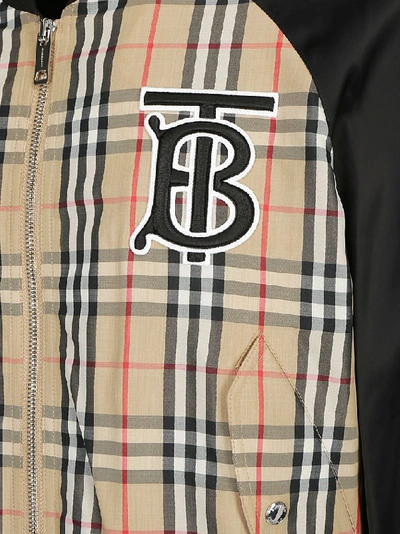 Shop Burberry Monogram Motif Vintage Check Bomber Jacket In Archive Beige