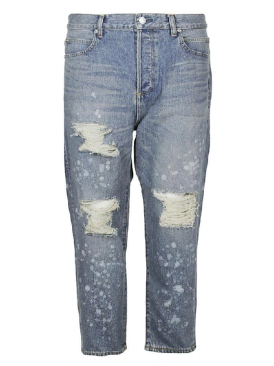 Shop Balmain Distressed Jeans In Blue