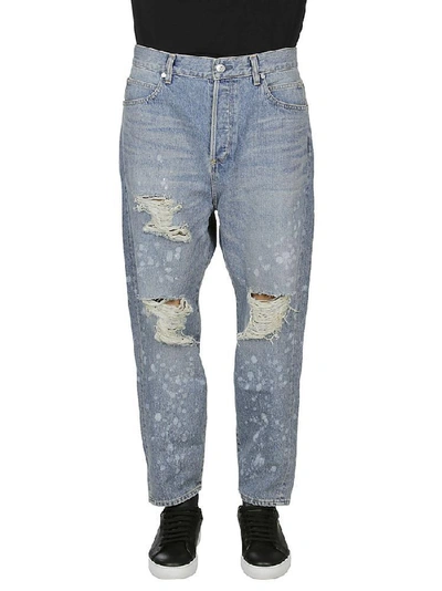 Shop Balmain Distressed Jeans In Blue