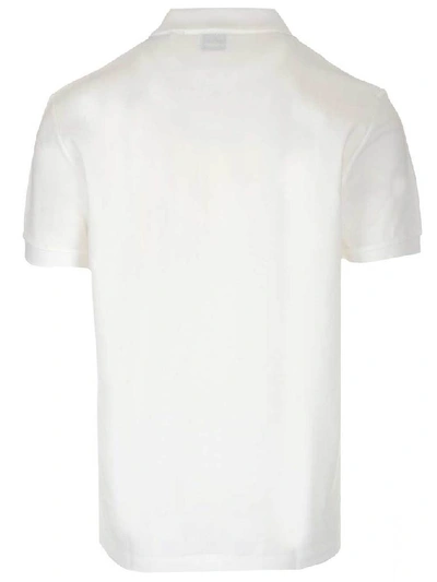 Shop Burberry Embroidered Logo Polo Shirt In White