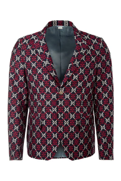 Shop Gucci Gg Diamond Jacquard Blazer In Multi