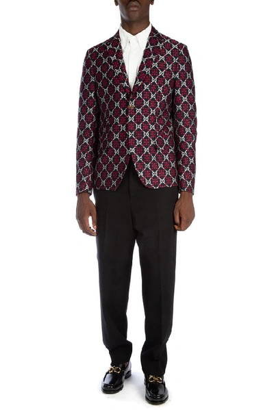 Shop Gucci Gg Diamond Jacquard Blazer In Multi