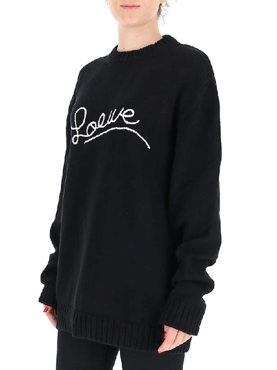 Shop Loewe Logo Knitted Jumper In Black