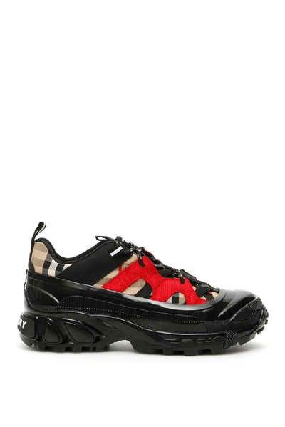 Shop Burberry Vintage Signature Print Chunky Arthur Sneakers In Multi