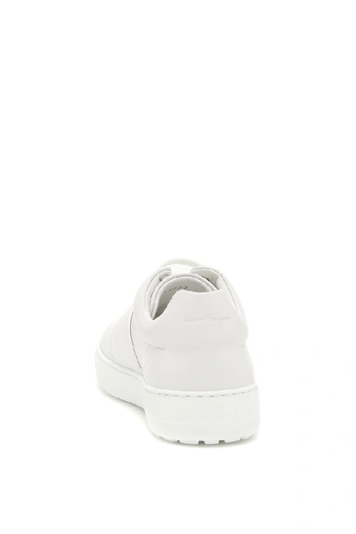 Shop Ferragamo Salvatore  Leather Logo Sneakers In White