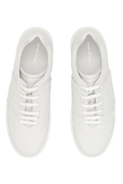 Shop Ferragamo Salvatore  Leather Logo Sneakers In White