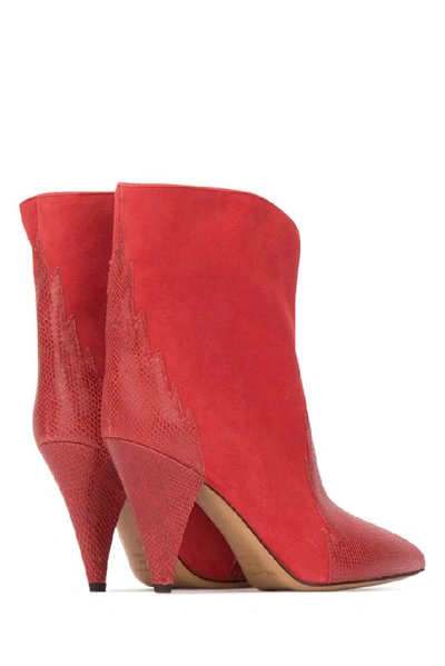 Shop Isabel Marant Étoile Embossed Cone Heel Boots In Red