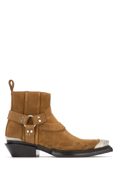 Shop Balenciaga Santiag Harness Ankle Boots In Brown