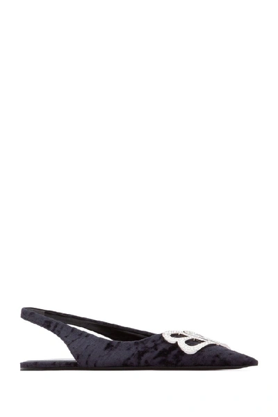 Shop Balenciaga Bb Crystal Embellished Slingback Flats In Black