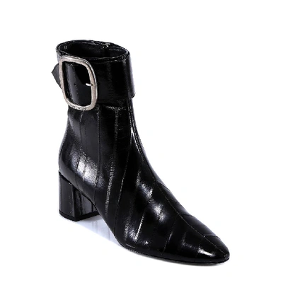 Shop Saint Laurent Buckle Detail Ankle Boots In Black