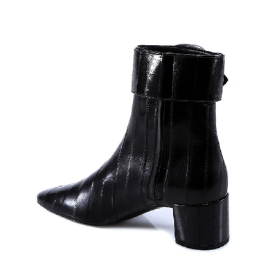 Shop Saint Laurent Buckle Detail Ankle Boots In Black