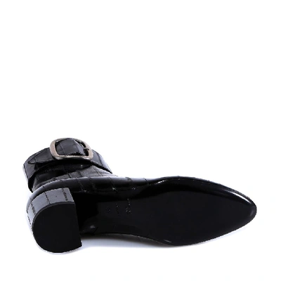 Shop Saint Laurent Buckle Detail Ankle Boots In Black