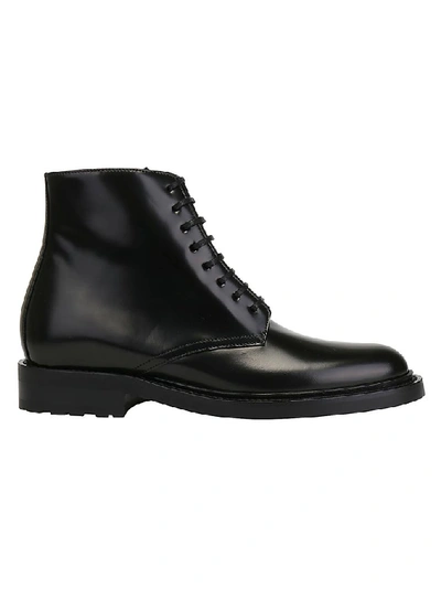 Shop Saint Laurent Lace-up Ankle Boots In Black