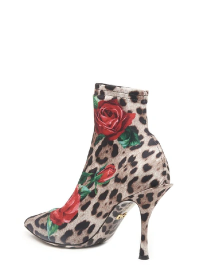 Shop Dolce & Gabbana Floral Print Ankle Boots In Multi