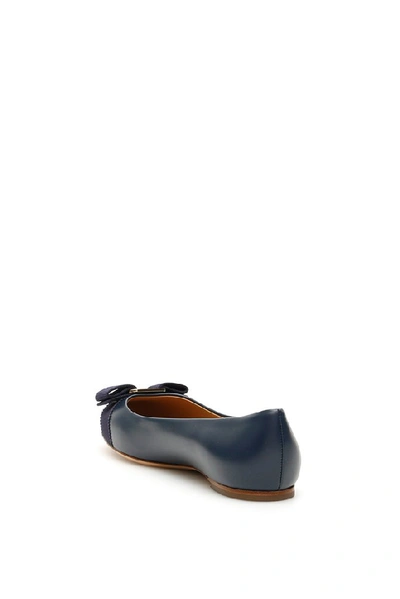 Shop Ferragamo Salvatore  Vara Ballerina Flats In Navy