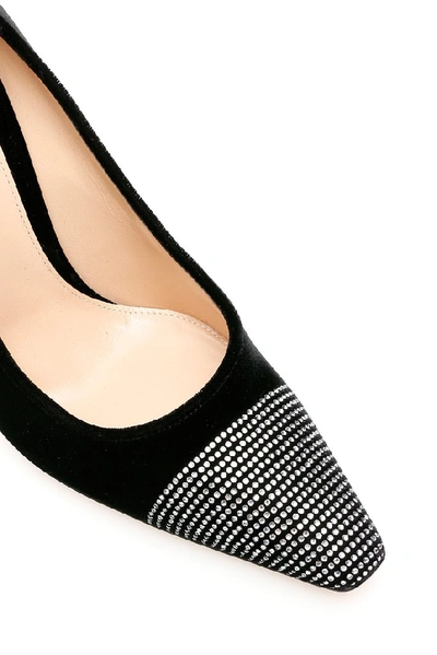 Shop Gianvito Rossi Crystal Embossed Velvet Pumps In Black