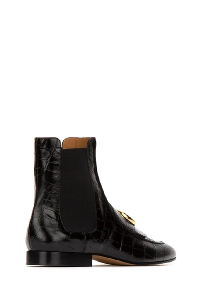 Shop Chloé C Croc Effect Ankle Boots In Black