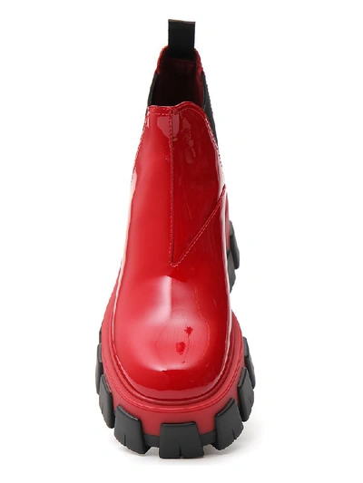 Shop Prada Platform Chelsea Boots In Red