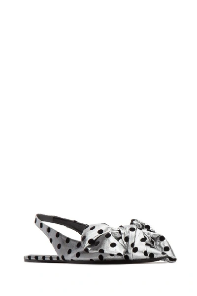 Shop Balenciaga Polka Dot Slingback Bow Flats In Silver