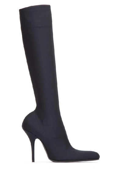 Shop Balenciaga Heeled Stretch Fabric Boots In Black