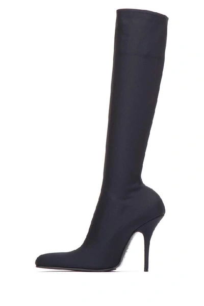 Shop Balenciaga Heeled Stretch Fabric Boots In Black