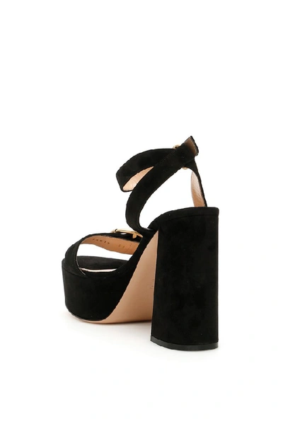 Shop Gianvito Rossi Ankle Strap Block Heeled Suede Sandals In Black