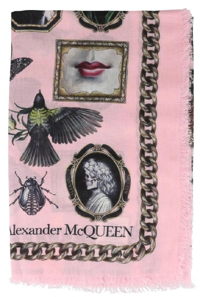 Shop Alexander Mcqueen Cameo And Curiosities Maxi Scarf In Pink