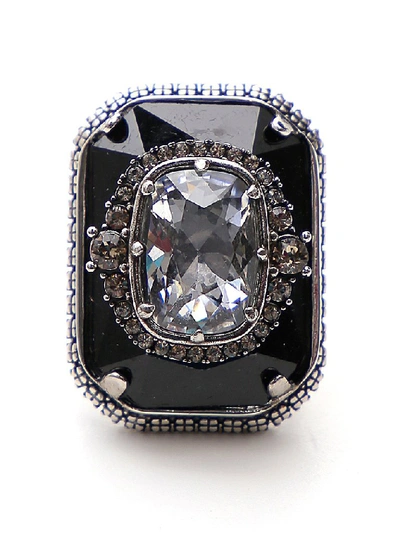 Shop Alexander Mcqueen Crystal Ring In Multi