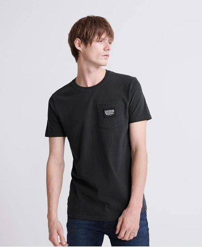 Shop Superdry Merch Store Pocket Label T-shirt In Dark Grey